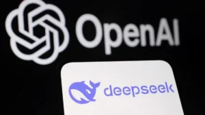 Логотипи OpenAI та DeepSeek на тлі скандалу з постачанням ШІ китайським фірмам